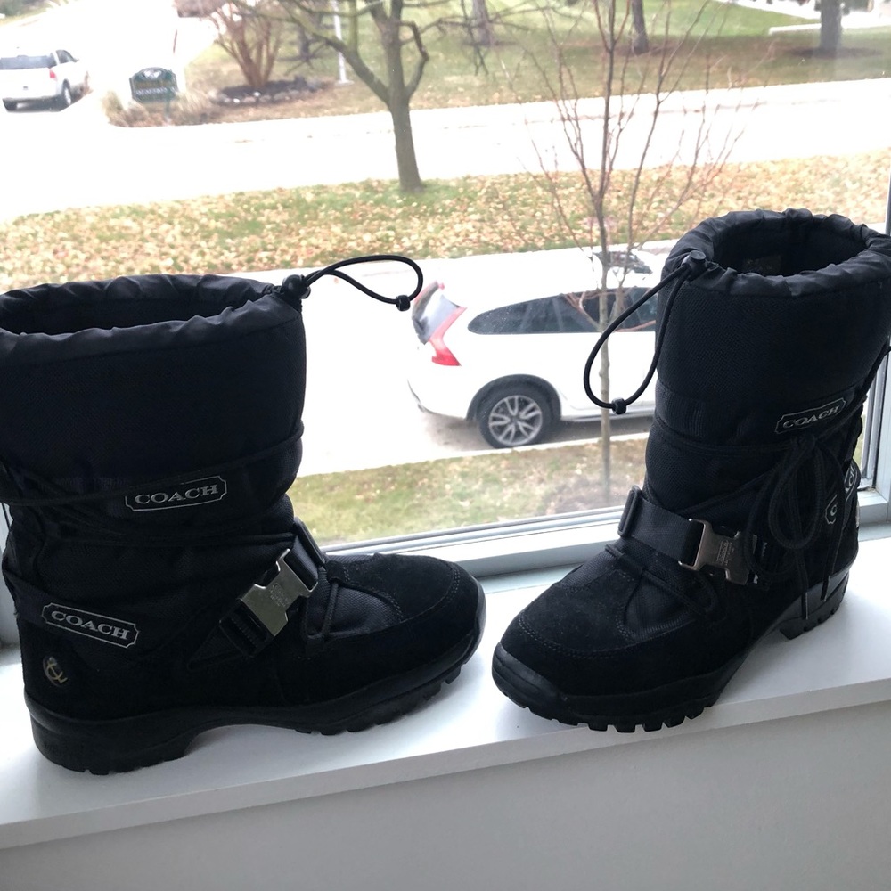 Black suede Coach snow boots -winter warmth
